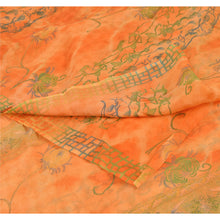 Load image into Gallery viewer, Sanskriti Vintage 100% Pure Chiffon Silk Leheria Saree Orange Printed Sari Craft Fabric
