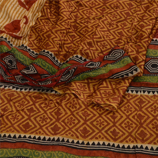Sanskriti Vintage Sarees Multi Blend Georgette Printed Sari Floral Craft Sustainable Fabric