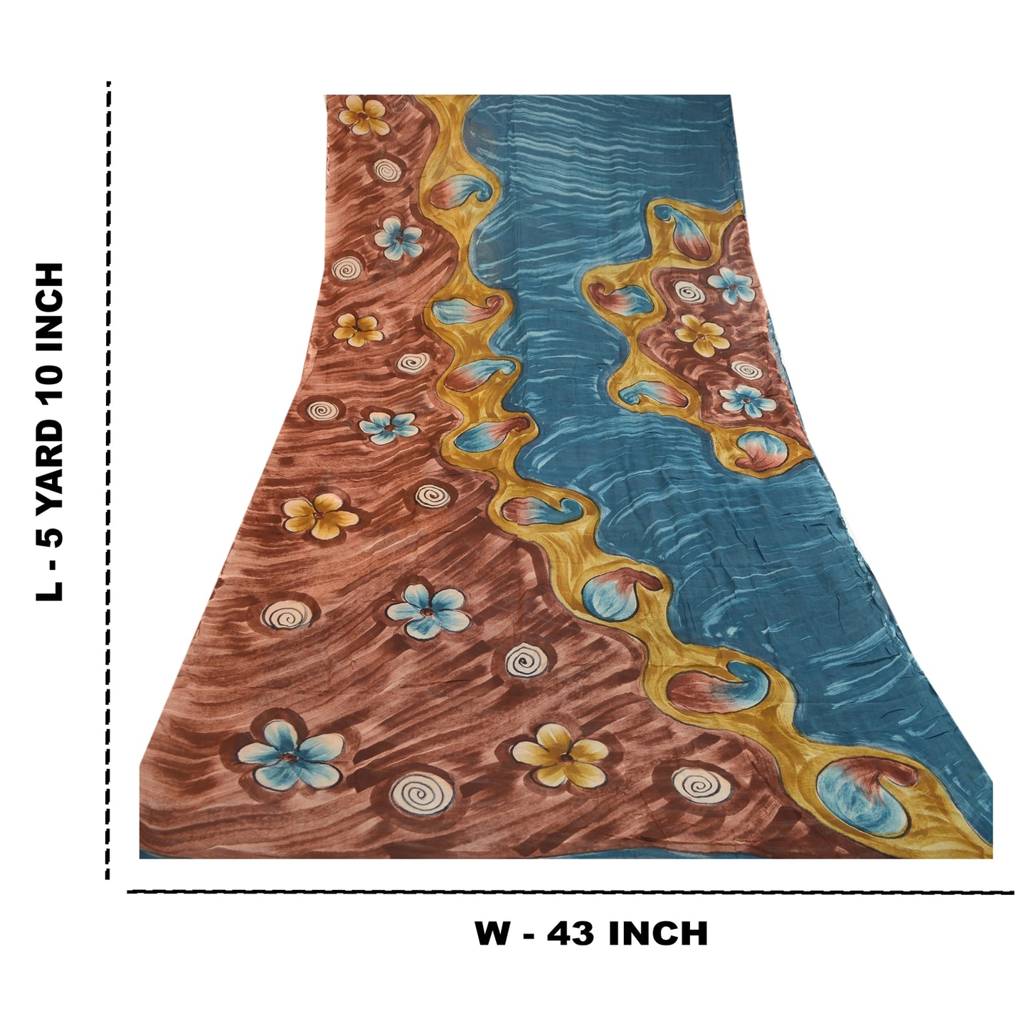 Sanskriti Vintage Sarees Blue Blend Georgette Printed Sari Floral Craft Sustainable Fabric