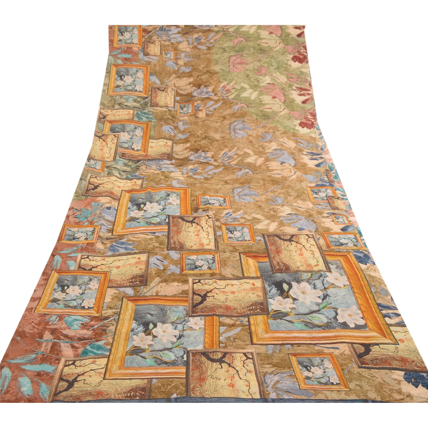 Sanskriti Vintage Sarees Multi Pure Georgette Silk Printed Sari 5yd Craft Sustainable Fabric