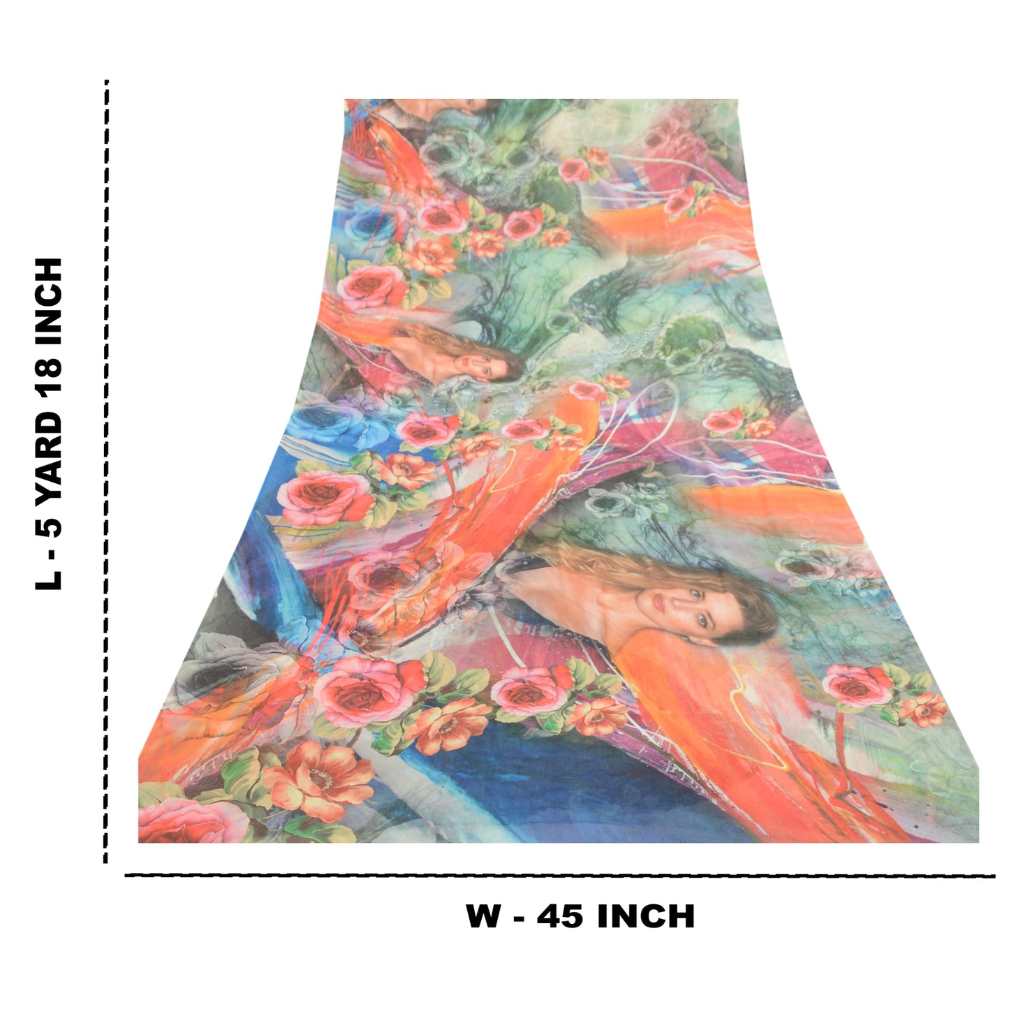 Sanskriti Vintage Sarees Multi Digital Printed Georgette Sari Soft Craft Sustainable Fabric