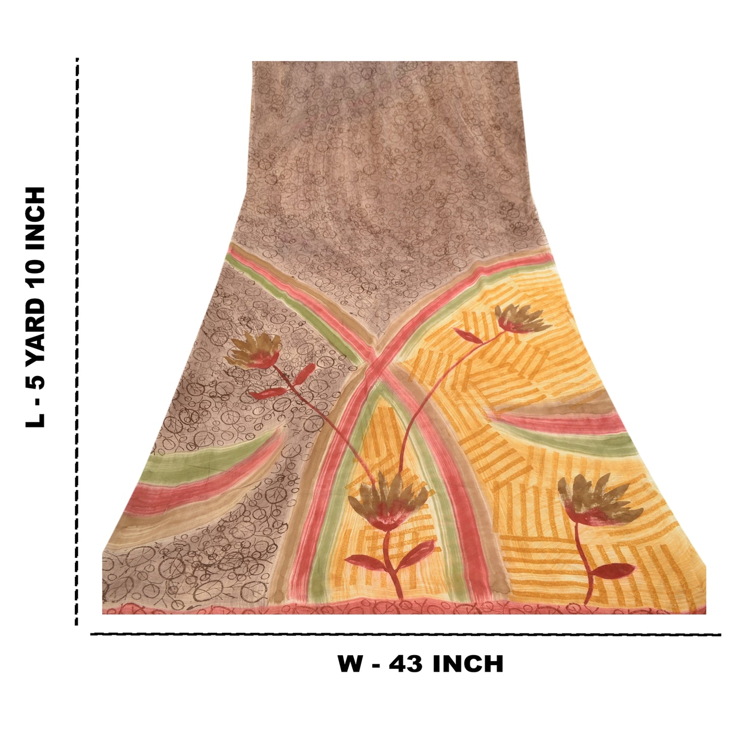 Sanskriti Vintage Sarees Gray Blend Georgette Printed Sari 5yd Soft Craft Sustainable Fabric