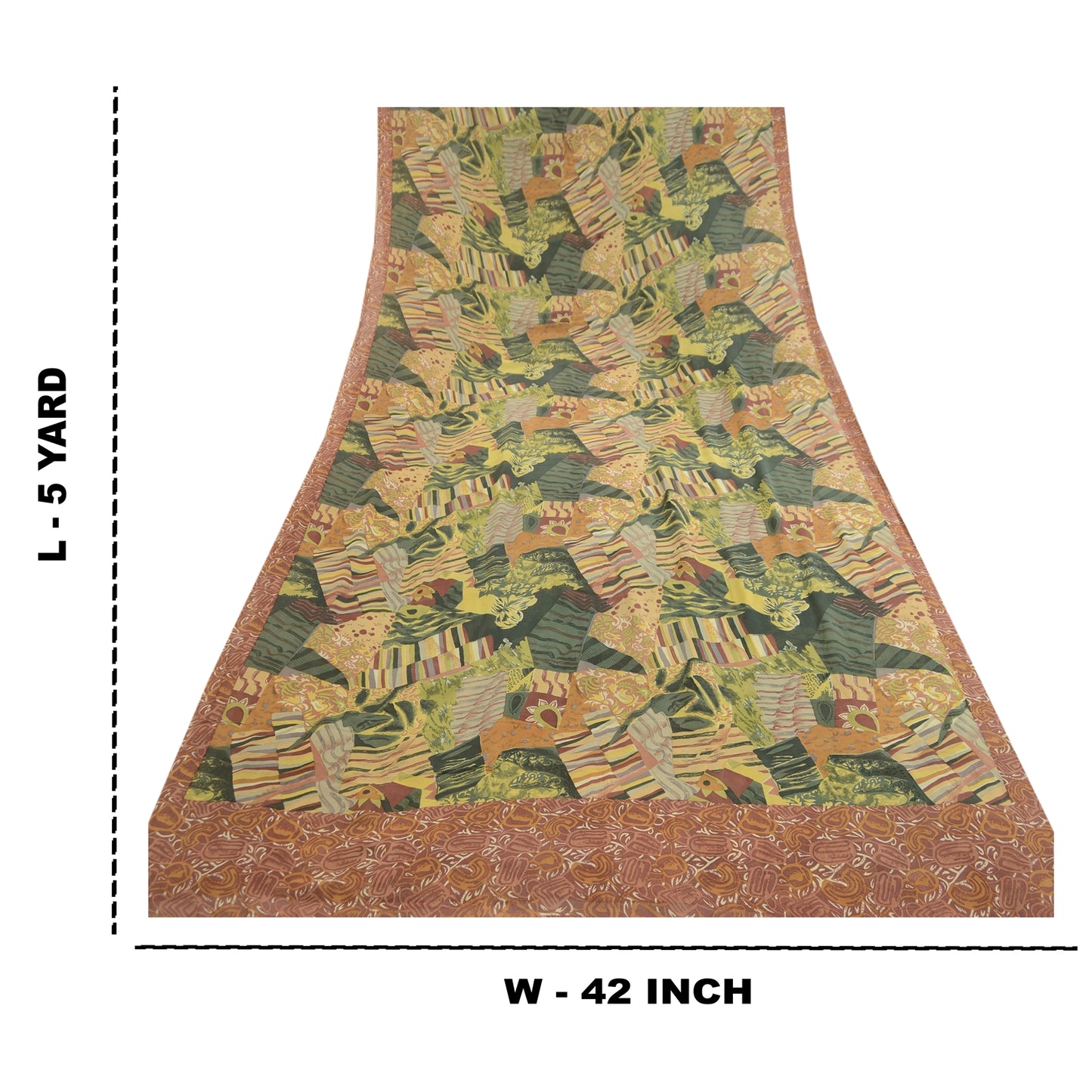 Sanskriti Vintage Sarees Multi From India Pure Geogette Silk Printed Sari Sustainable Fabric