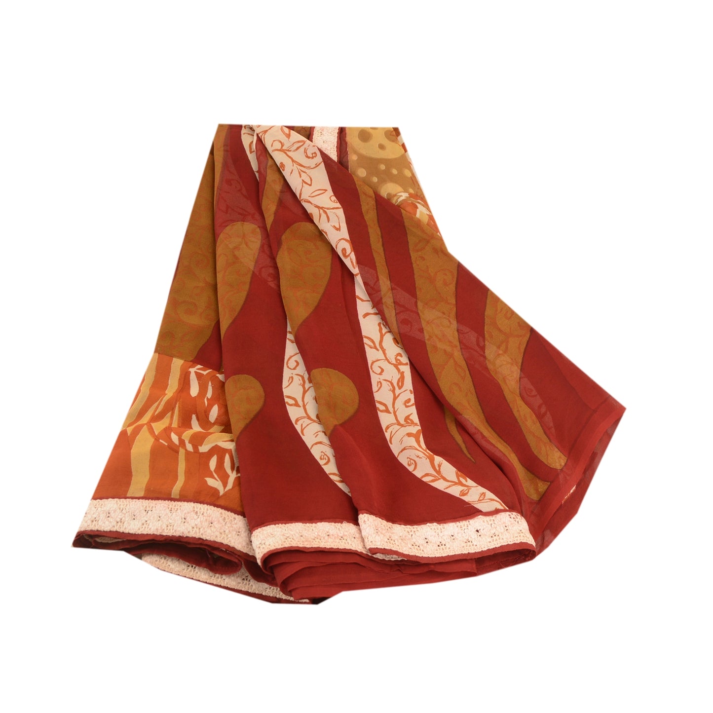 Sanskriti Vintage Sarees Multi Pure Georgette Silk Printed Sari 5yd Craft Sustainable Fabric