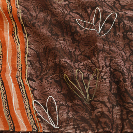 Sanskriti Vintage Sarees Purple Blend Georgette Sparkles Printed Sari 5yd Sustainable Fabric