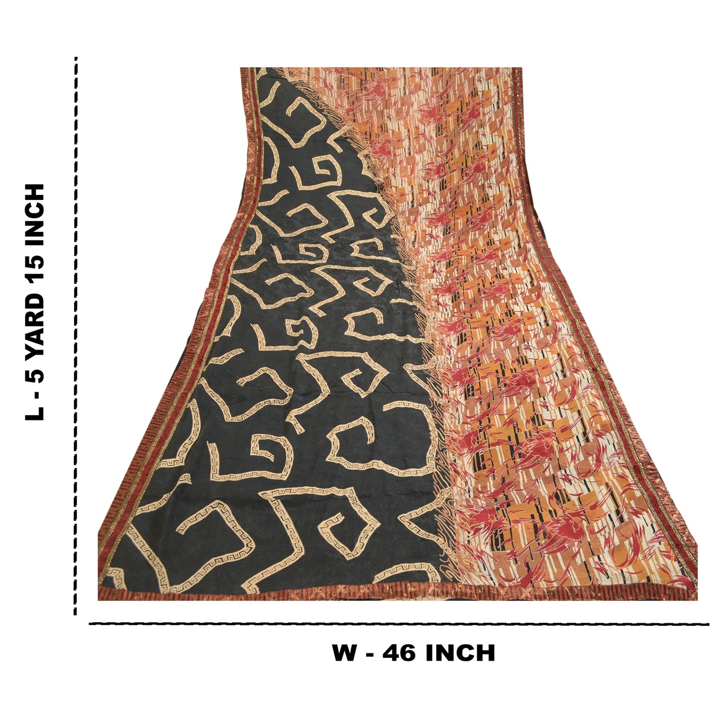 Sanskriti Vintage Sarees Multi Pure Georgette Silk Printed Sari 5yd Craft Sustainable Fabric