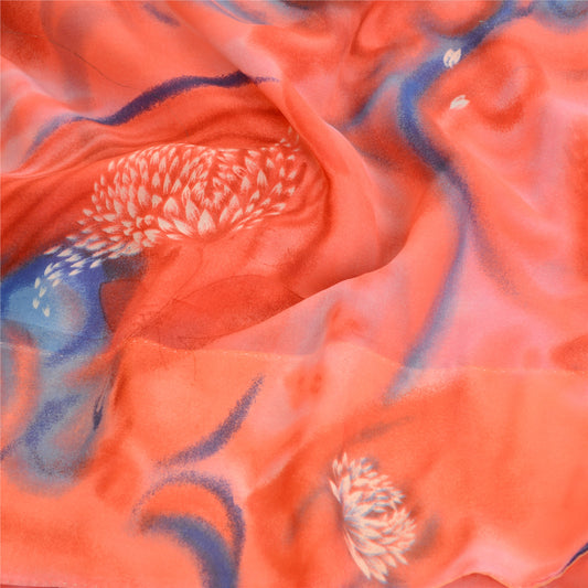 Sanskriti Vintage Pink Indian Sarees Georgette Printed Sari Craft 5 Yard Sustainable Fabric