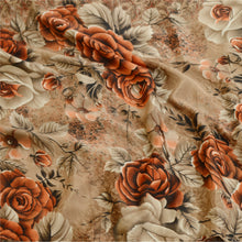 Load image into Gallery viewer, Sanskriti Vintage Sarees Brown Digital Printed Georgette Sari 5yd Craft Fabric
