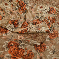 Sanskriti Vintage Sarees Brown Digital Printed Georgette Sari 5yd Craft Fabric