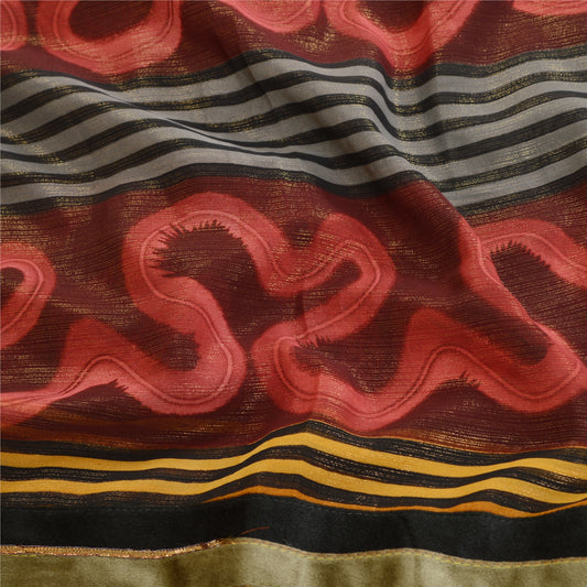 Sanskriti Vintage Sarees Multi Georgette Printed Woven Sari Decor Craft Sustainable Fabric