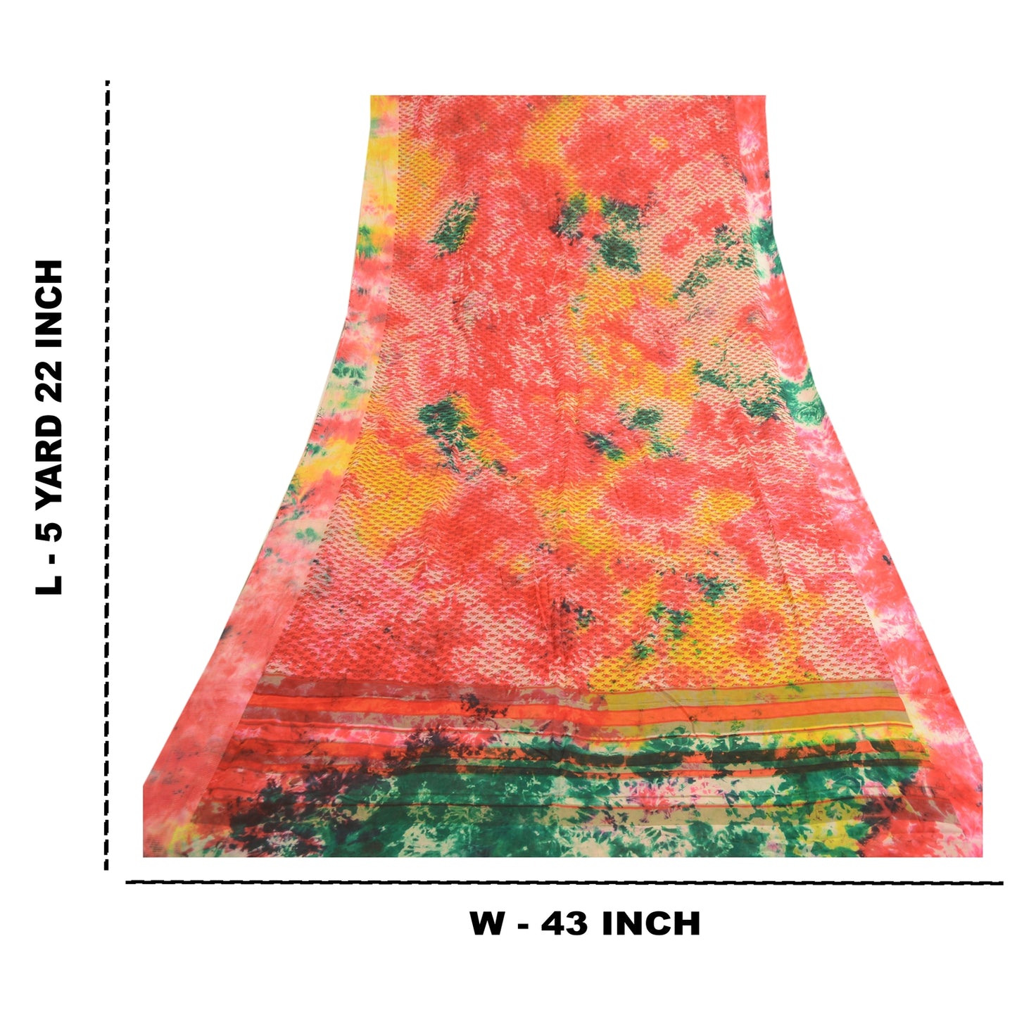 Sanskriti Vintage Sarier Tie-Dye Multi Ren Georgette Silke Sari 5yd Håndværk Bæredygtigt Stof