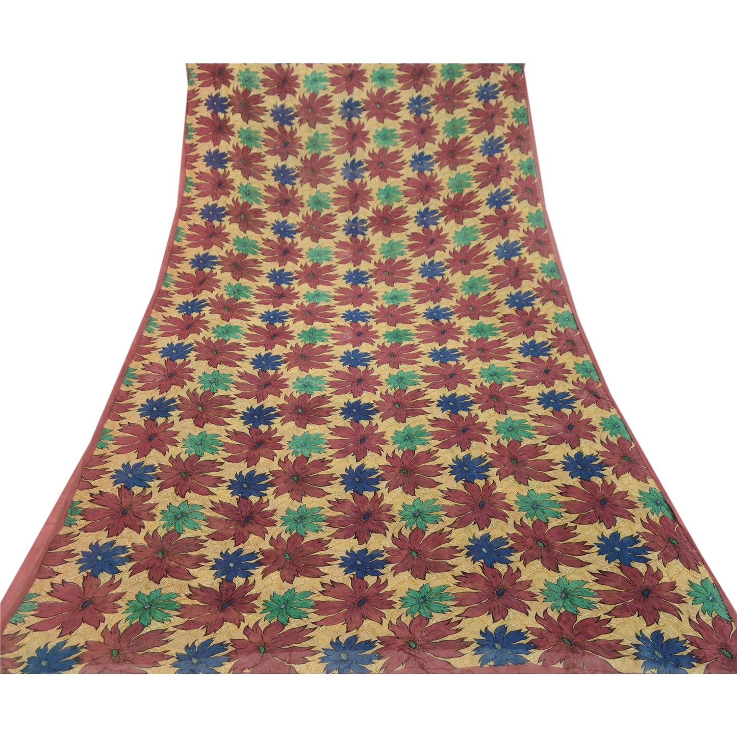 Sanskriti Vintage Sari Multi Printed Pure Georgette Silke Sari 5yd Håndværk Bæredygtigt Stoff