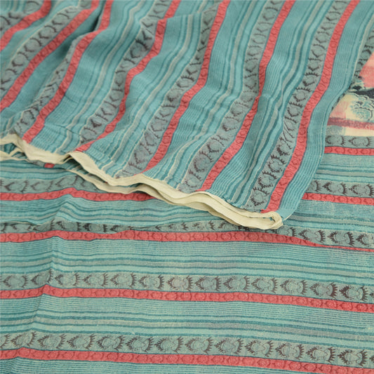 Sanskriti Vintage Saree Multi Pure Georgette Silk Printed Sari 5yd Craft Sustainable Fabric