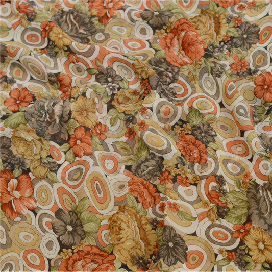 Sanskriti Vintage Saree From India Multi Georgette Printed Sari 5yd Craft Sustainable Fabric