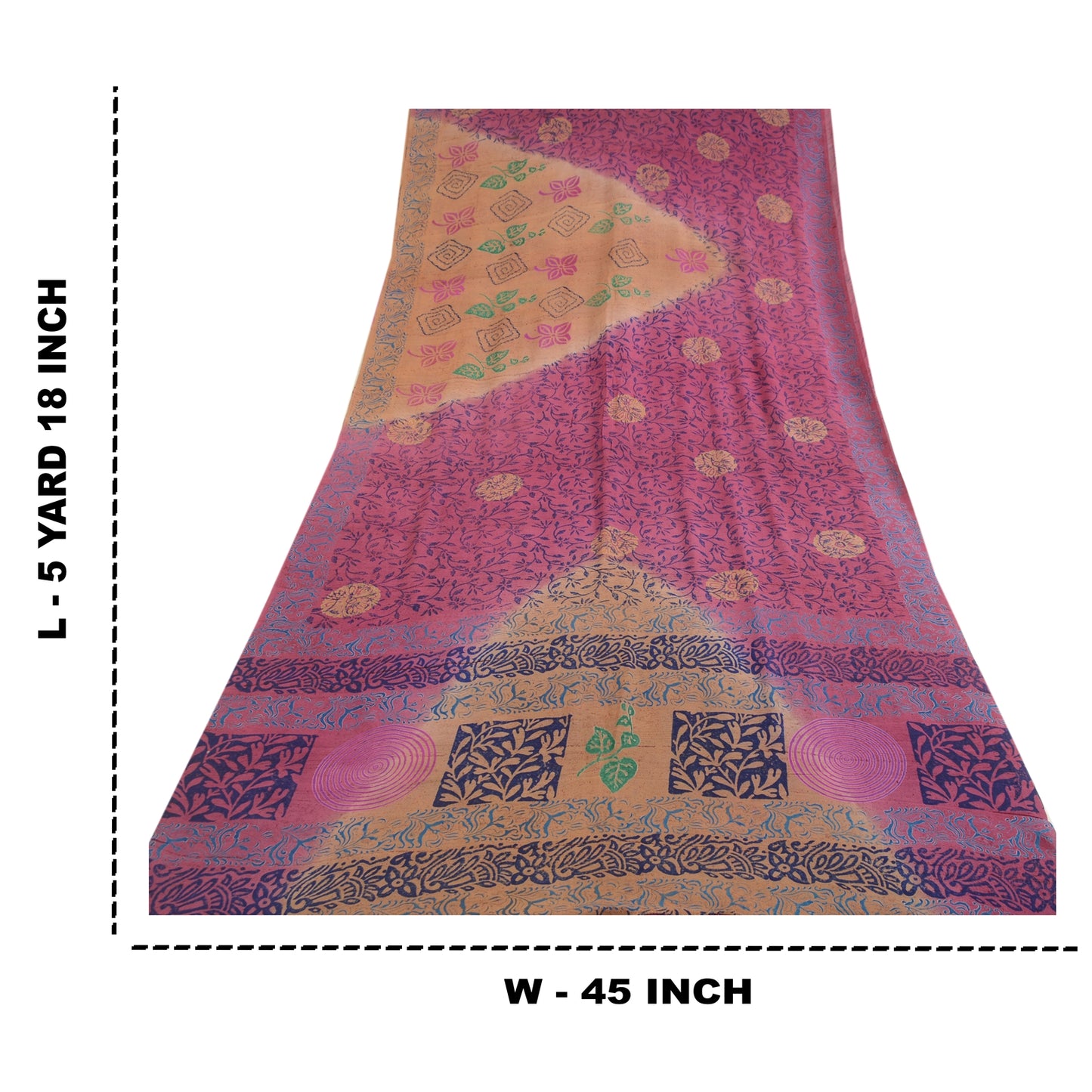 Sanskriti Vintage Sarees Purple Block Printed Pure Georgette Silk Sari Sustainable Fabric
