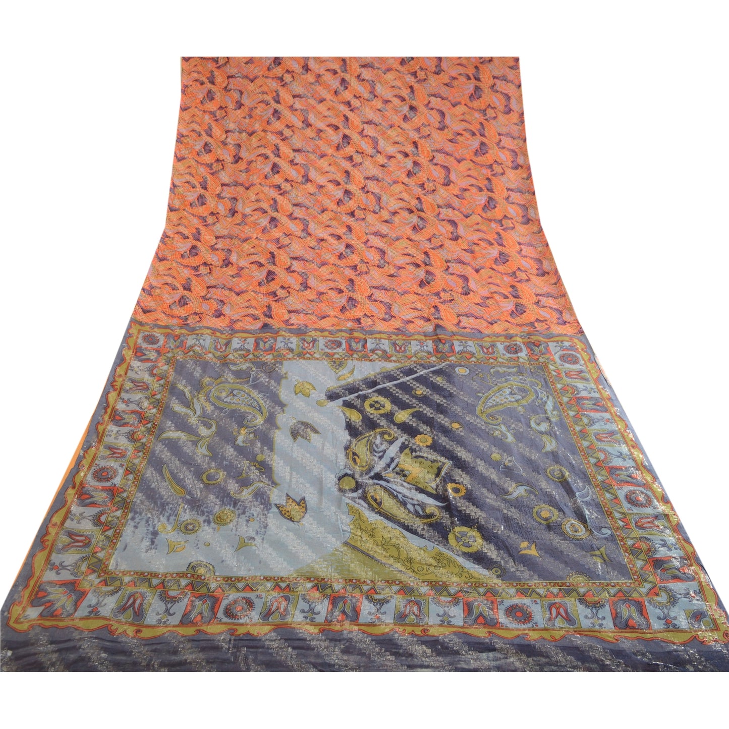 Sanskriti Vintage Sarees Multi Pure Georgette Silk Print Woven Sari Craft Sustainable Fabric