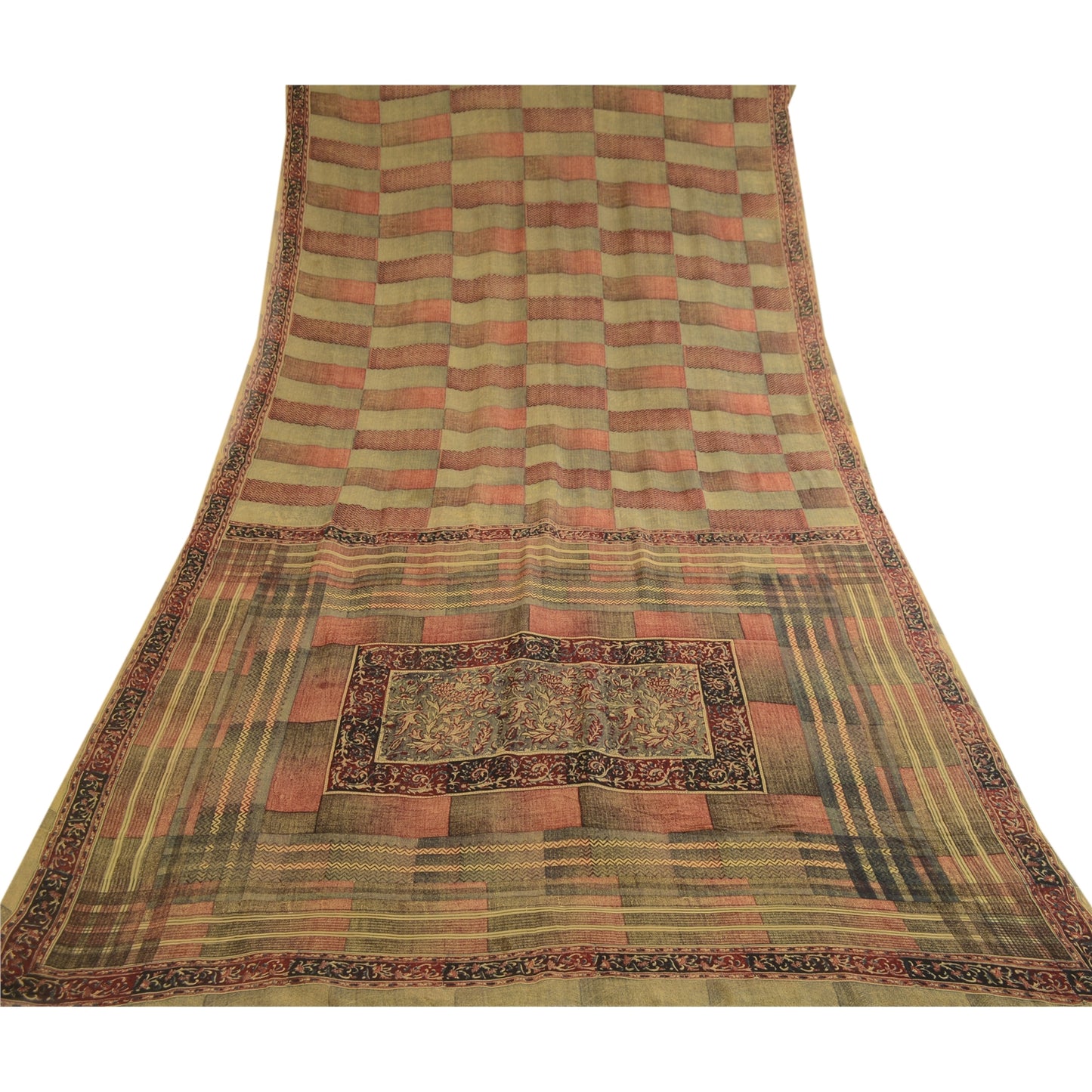 Sanskriti Vintage Sarees Multi Pure Georgette Silk Printed Sari 5yd Craft Sustainable Fabric