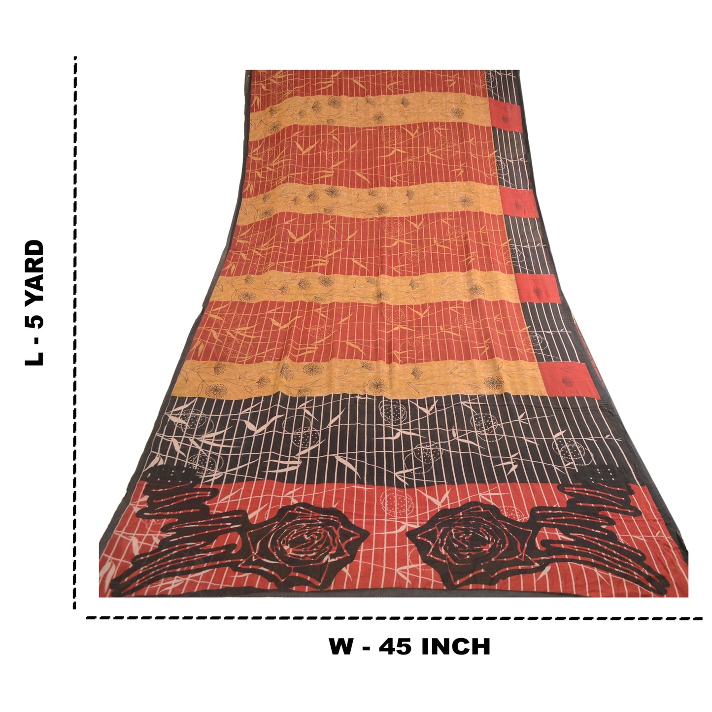 Sanskriti Vintage Sarees Red Pure Georgette Silk Printed Sari Soft Craft Sustainable Fabric