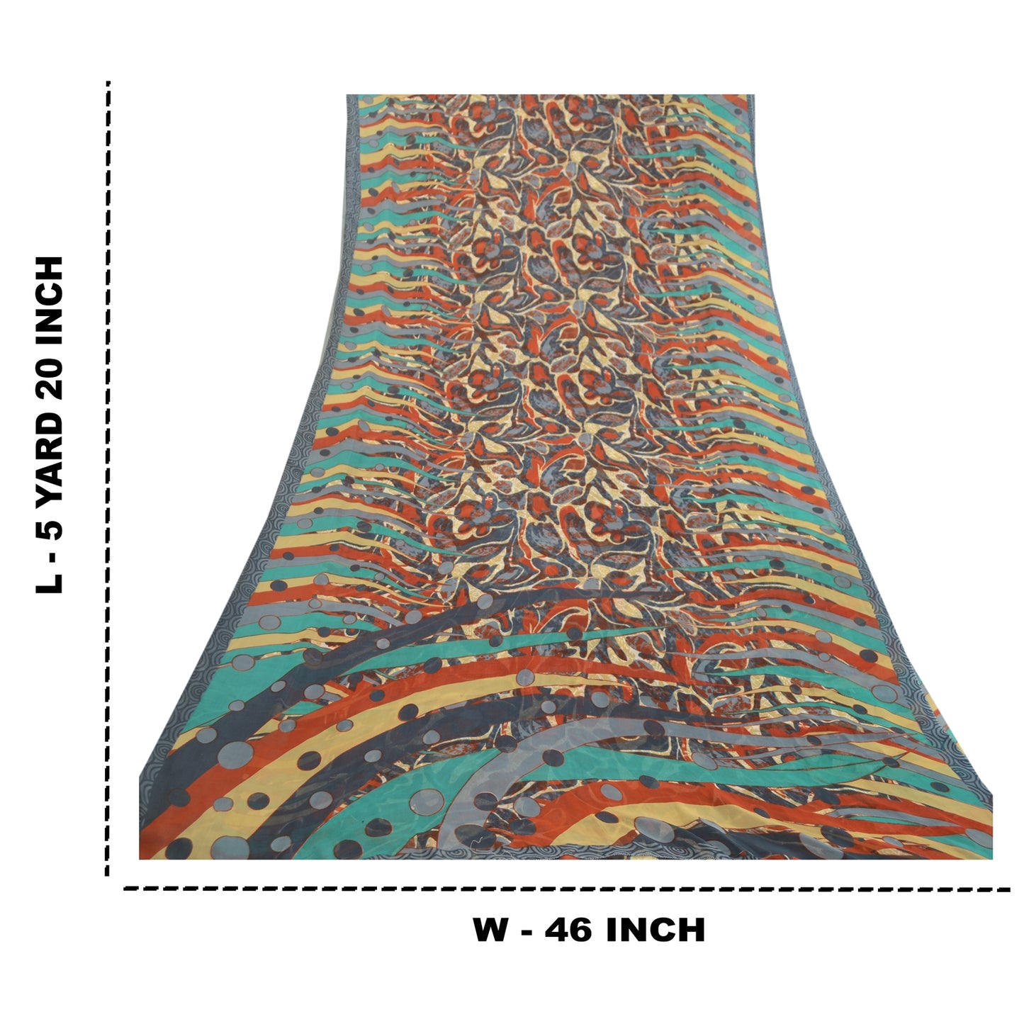 Sanskriti Vintage Sarees From India Multi Georgette Printed Sari Craft Sustainable Fabric