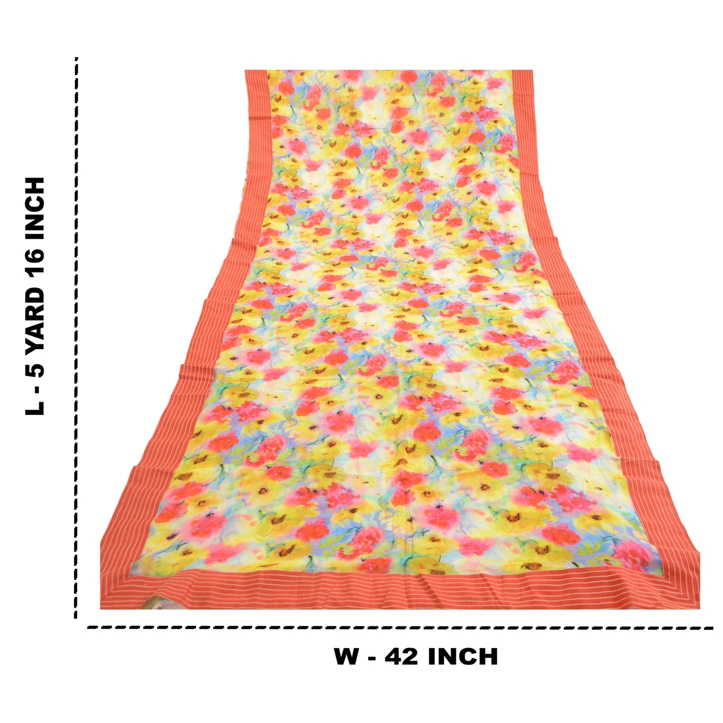 Sanskriti Vintage Sarees Indian Blend Georgette Printed Sari 5yd Craft Sustainable Fabric