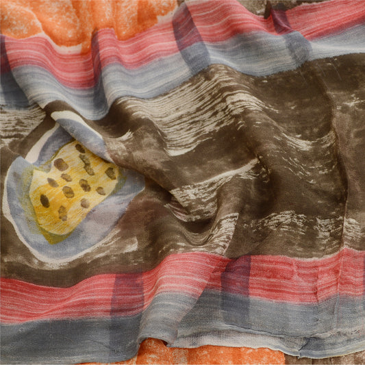 Sanskriti Vintage Sarees Multi Blend Georgette Printed Sari Decor Craft Sustainable Fabric