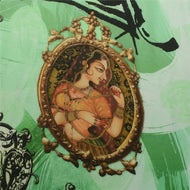 Sanskriti Vintage Sarees Green Digital Print Artificial Silk Sari Craft Fabric