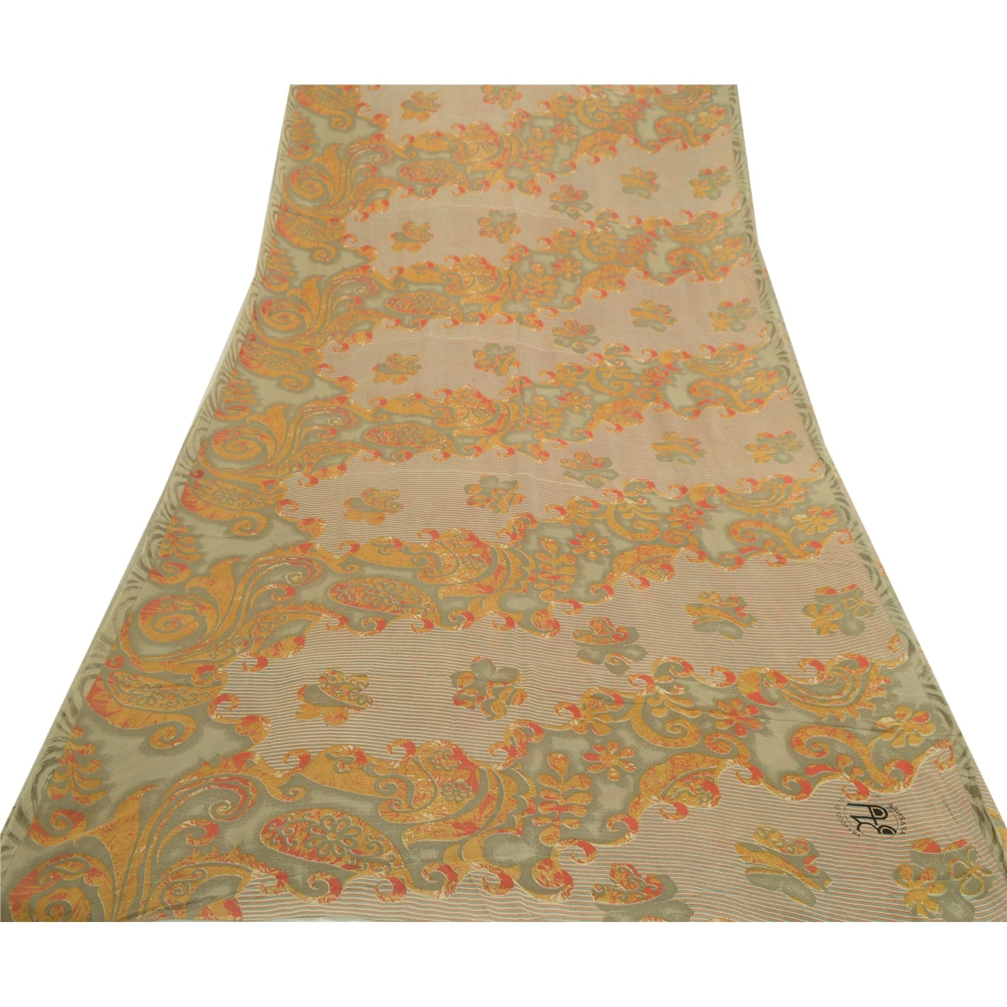 Sanskriti Vintage Sarees Multi Pure Georgette Silk Printed Sari 5yd Craft Sustainable Fabric