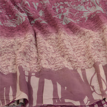 Load image into Gallery viewer, Sanskriti Vintage Sarees Purple Pure Georgette Silk Printed Sari Craft Fabric
