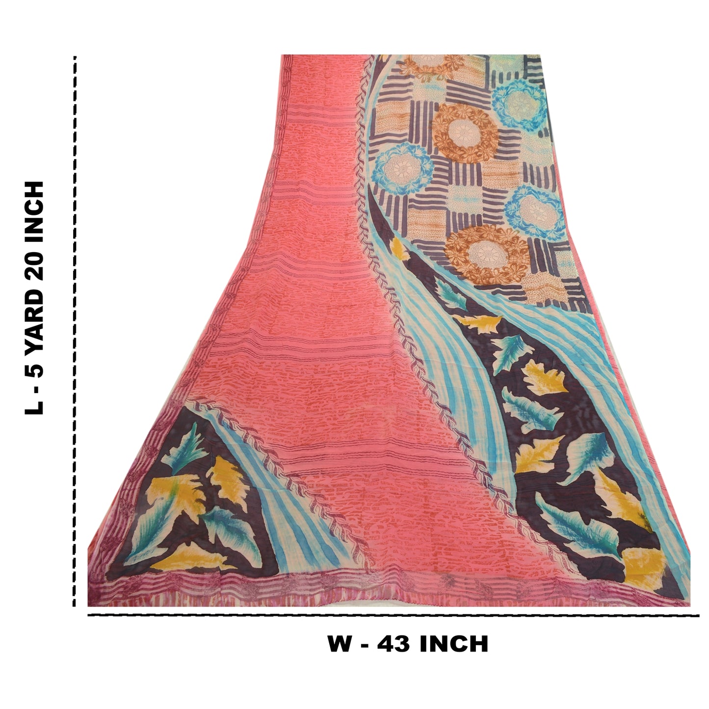 Sanskriti Vintage Sarees Blush-Pink Pure Georgette Silk Print Sari Craft Sustainable Fabric