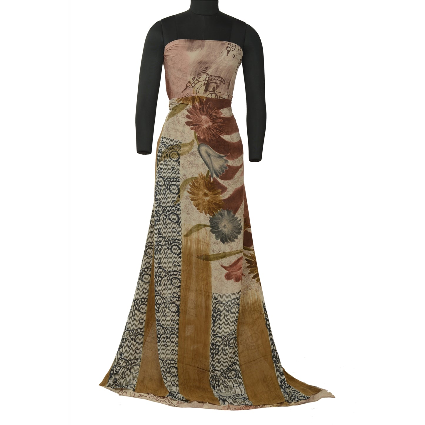 Sanskriti Vintage Sarees Mauve Printed Pure Georgette Silk Sari 5yd Craft Sustainable Fabric