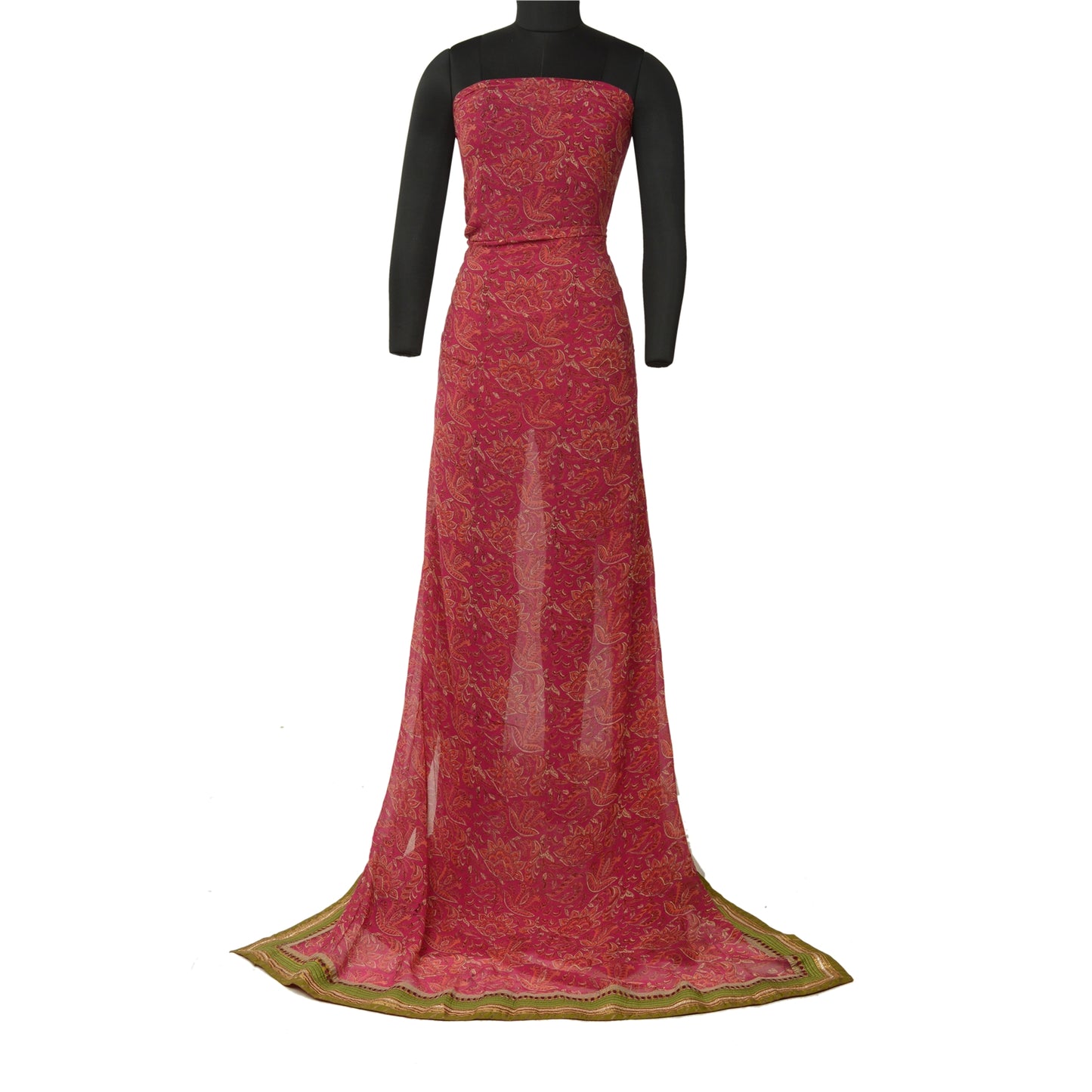 Sanskriti Vintage Sarees Indian Purple Blend Georgette Printed Sari Craft Sustainable Fabric