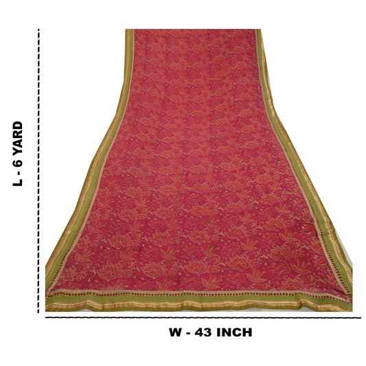 Sanskriti Vintage Sarees Indian Purple Blend Georgette Printed Sari Craft Sustainable Fabric