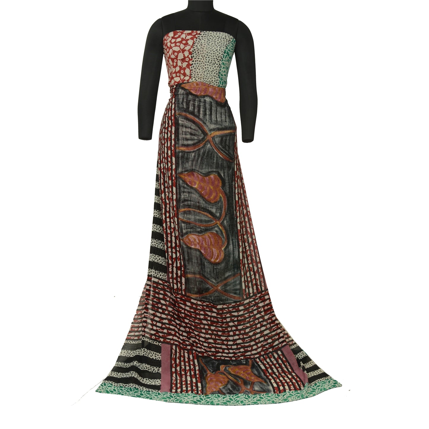 Sanskriti Vintage Sarees Multi Pure Georgette Silk Printed Sari 5yd Craft Sustainable Fabric