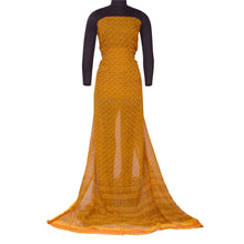 Load image into Gallery viewer, Sanskriti Vintage Sarees Yellow Pure Chiffon Silk Printed Sari 5yd Craft Fabric
