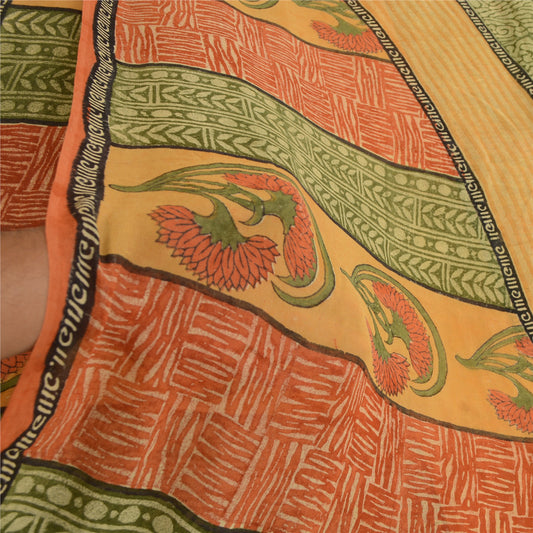 Sanskriti Vintage Indian Sarees Pure Georgette Silk Printed Sari Craft Sustainable Fabric