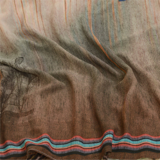 Sanskriti Vintage Sarees Brun Georgette Digitaltrykt Sari Dekoration Håndværk Bæredygtigt Stof