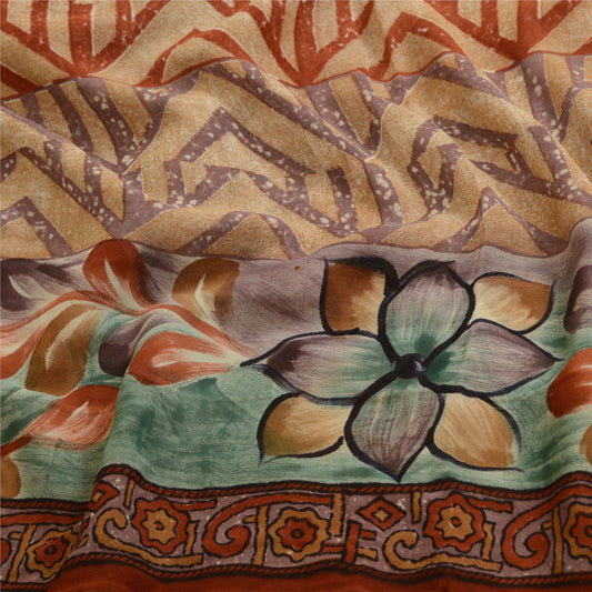 Sanskriti Vintage Sarees Multi Hand Block Print Pure Georgette Sari Craft Sustainable Fabric