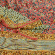 Sanskriti Vintage Sarees Red Hand Block Printed Pure Georgette Silk Sari Fabric