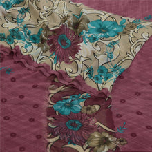 Load image into Gallery viewer, Sanskriti Vintage Sarees Indian Cream/Purple Georgette Printed Sari Craft Fabric

