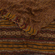 Sanskriti Vintage Sarees Multicolor Printed Pure Chiffon Silk Sari Craft Fabric