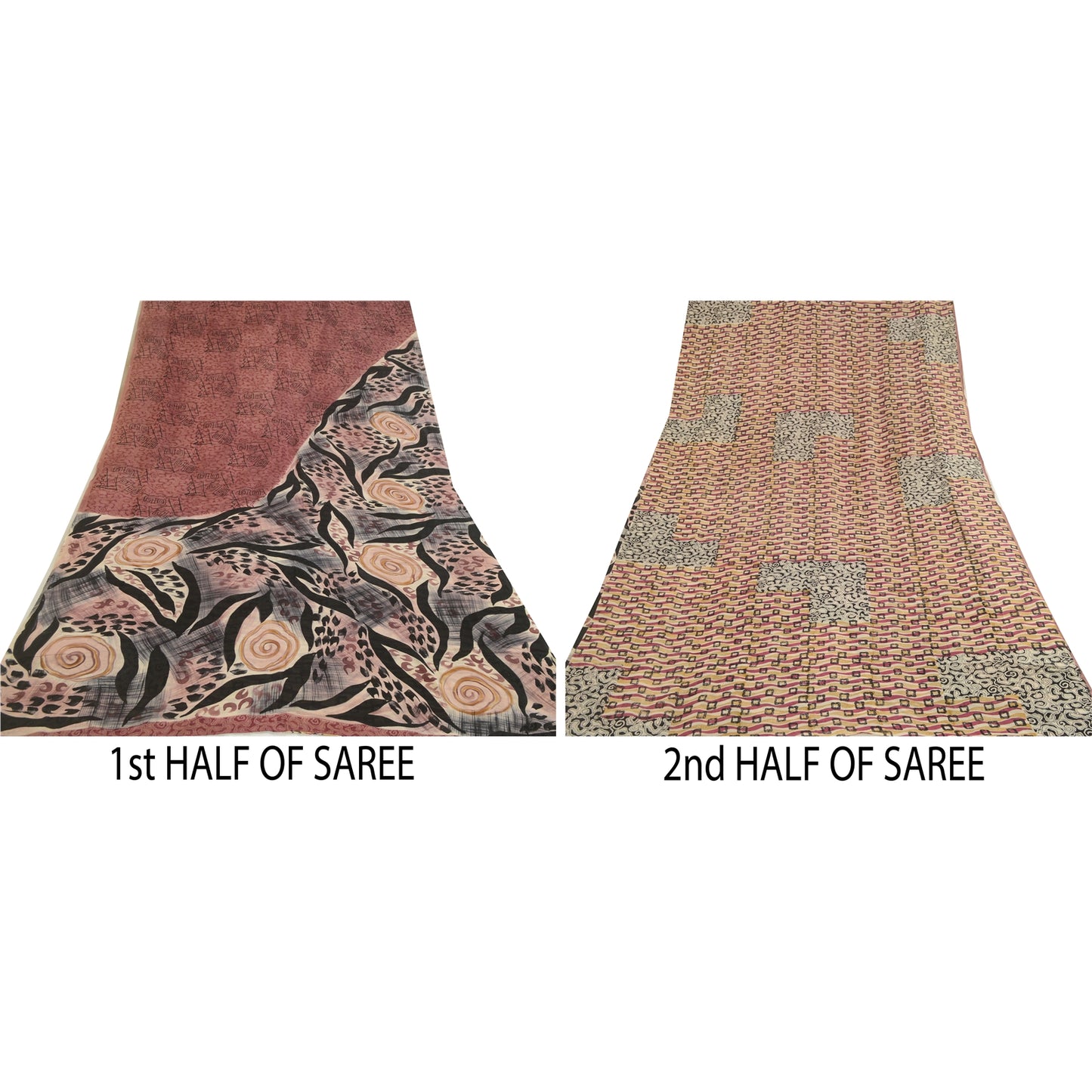 Sanskriti Vintage Sarees Mauve Pure Georgette Silk Printed Sari 5yd Craft Sustainable Fabric