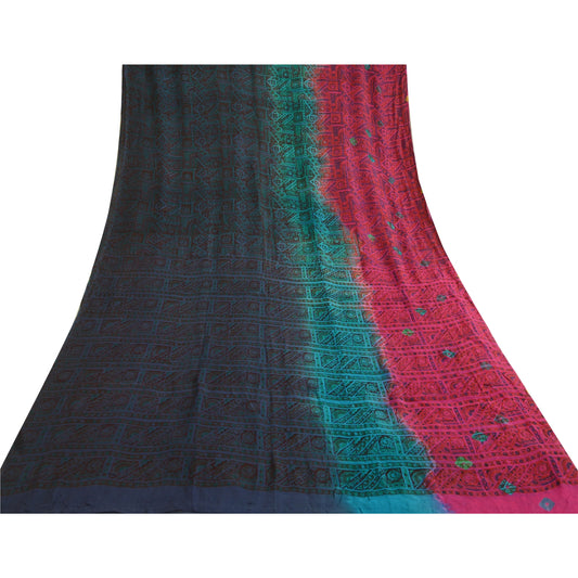 Sanskriti Vintage Sarees Multicolor Pure Georgette Silk Print Sari Craft Sustainable Fabric