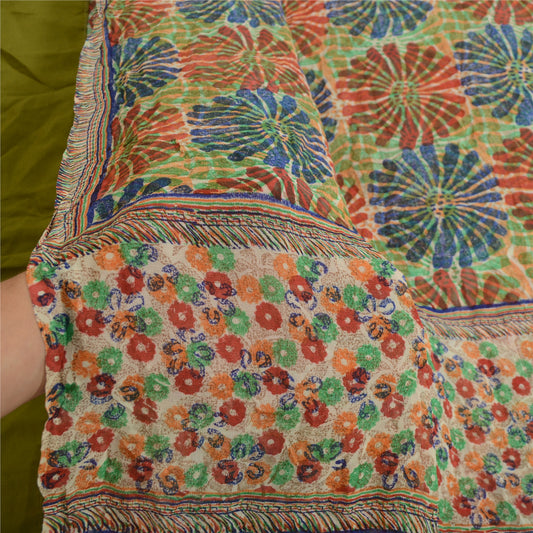 Sanskriti Vintage Sarees Pure Georgette Silk Multi Printed Sari Craft Sustainable Fabric
