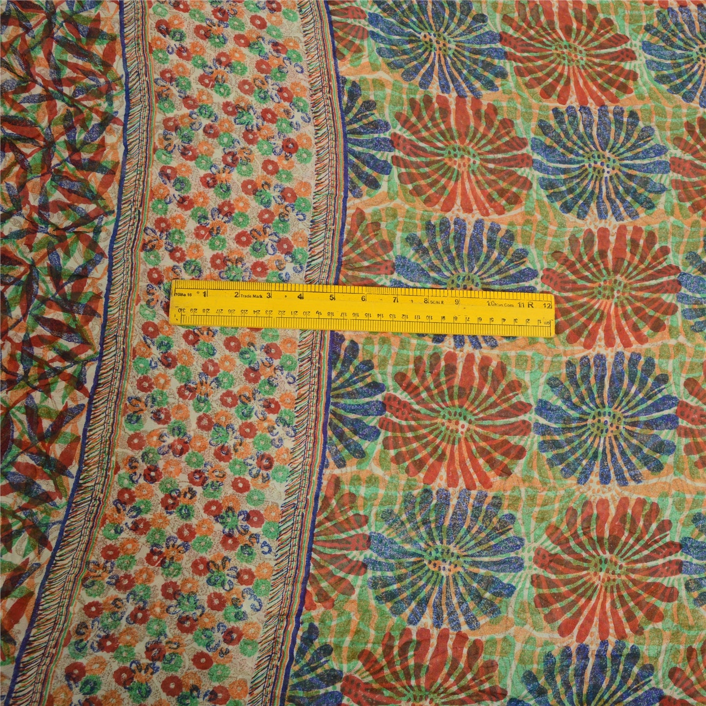 Sanskriti Vintage Sarees Pure Georgette Silk Multi Printed Sari Craft Sustainable Fabric