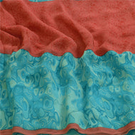 Sanskriti Vintage Sarees Blue/Red Printed Pure Georgette Silk Sari Craft Fabric