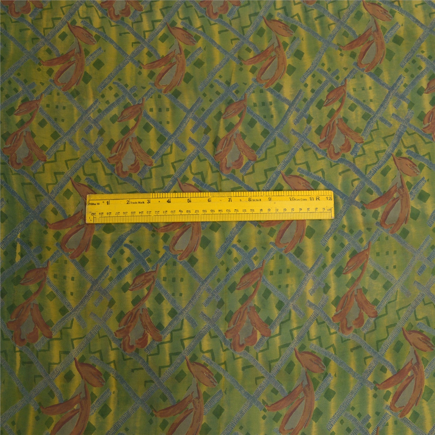 Sanskriti Vintage Sarees Green Hand Beaded Pure Georgette Silk Print Sari Sustainable Fabric