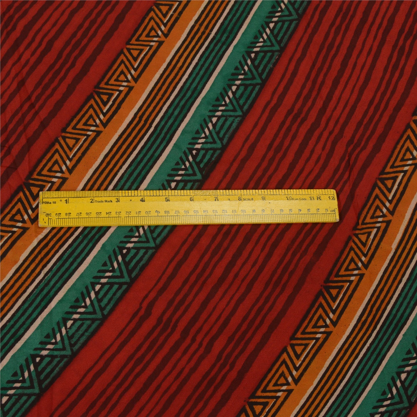 Sanskriti Vintage Sarees Red Pure Georgette Silk Print Woven Border Sari Sustainable Fabric