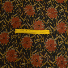 Load image into Gallery viewer, Sanskriti Vintage Sarees Black/Orange Printed Pure Georgette Silk Sari Fabric
