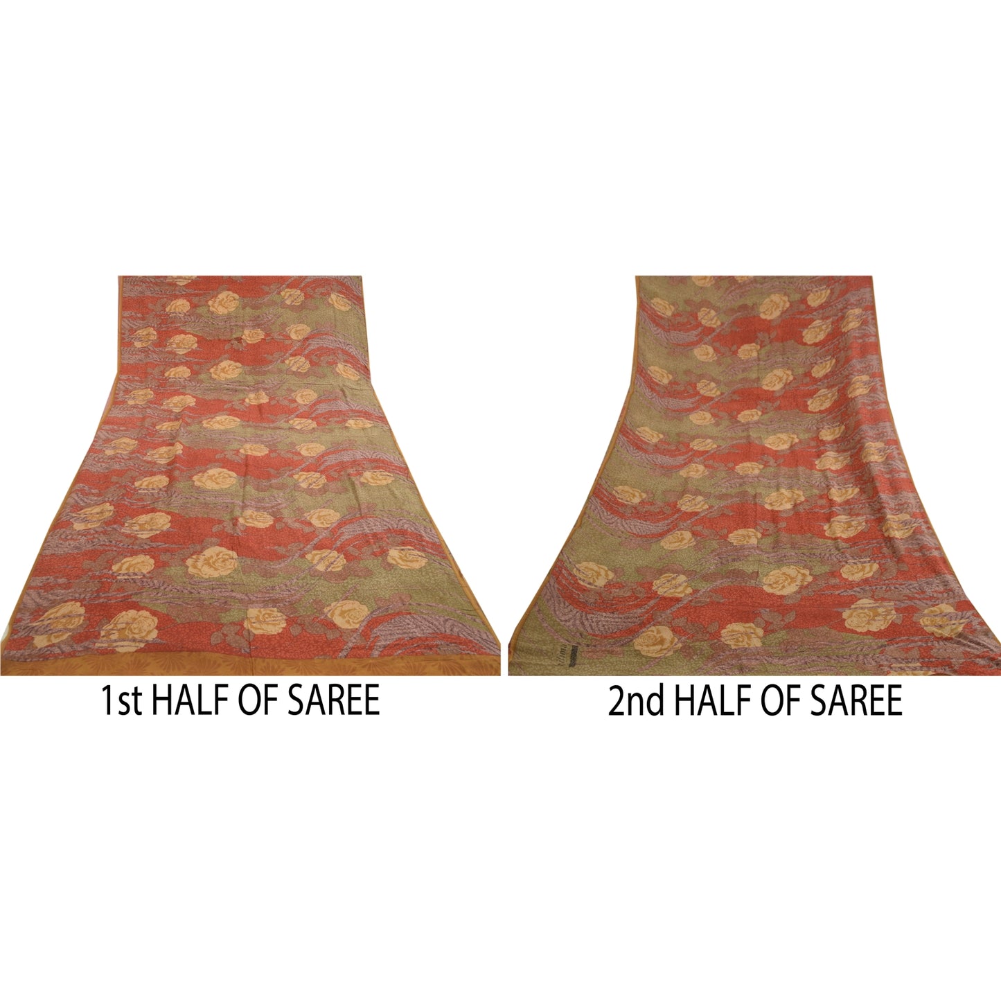 Санскритские винтажные сари из натурального шелка-жоржета с принтом, экологичная ткань для сари