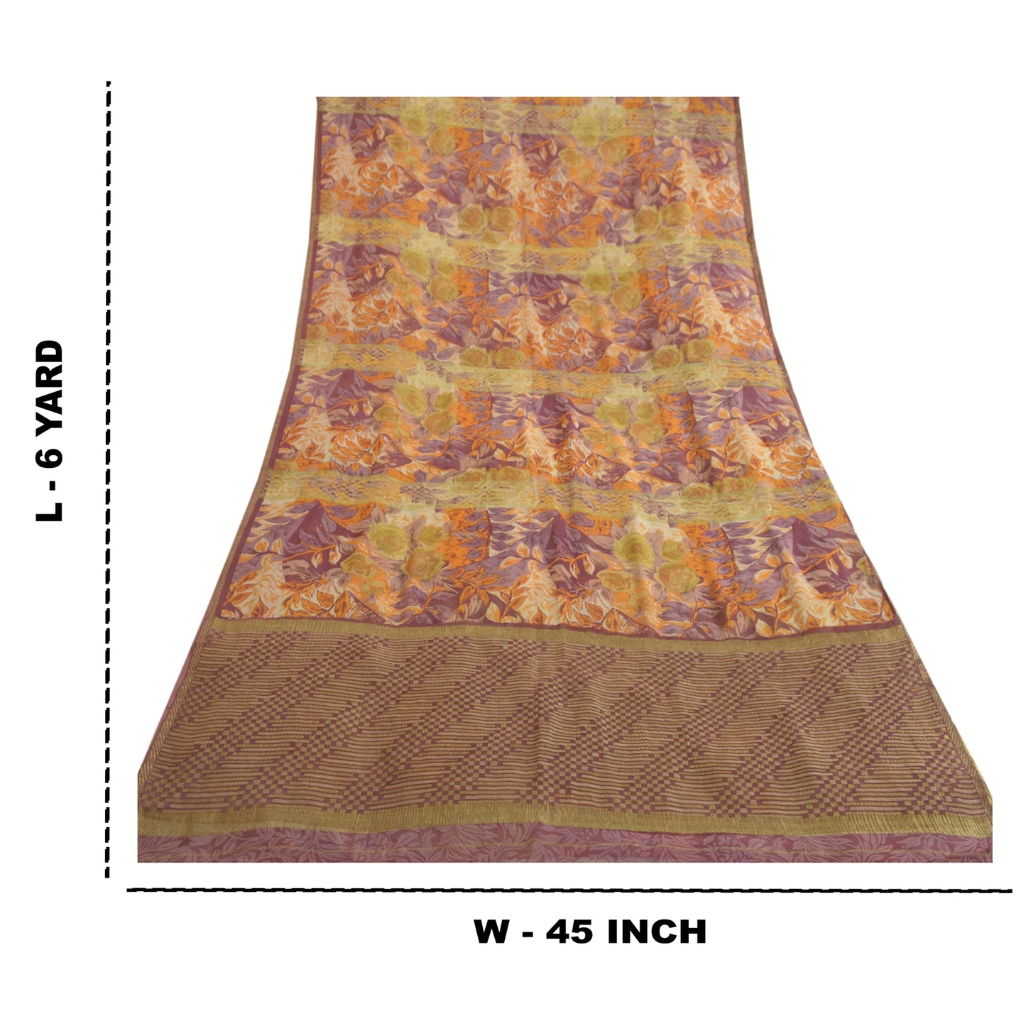 Sanskriti Vintage Sarees Multi Pure Georgette Silk Printed Woven Sari Sustainable Fabric